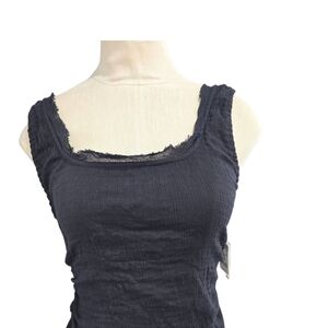 Free People Black Textured Tank Top